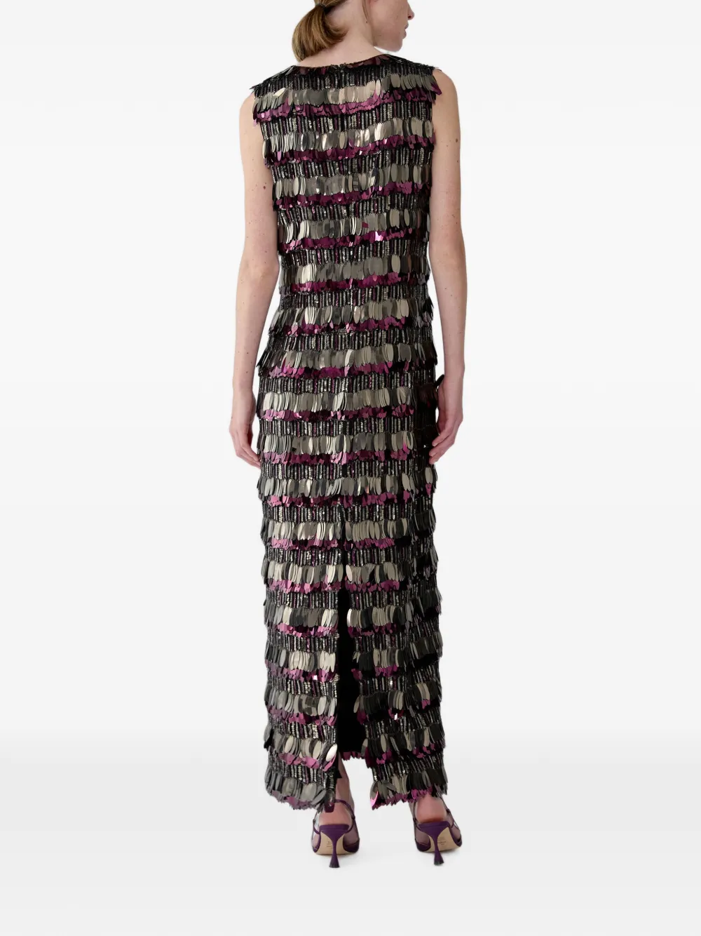 Carolina Herrera Mouwloze maxi-jurk met paillettne Zwart