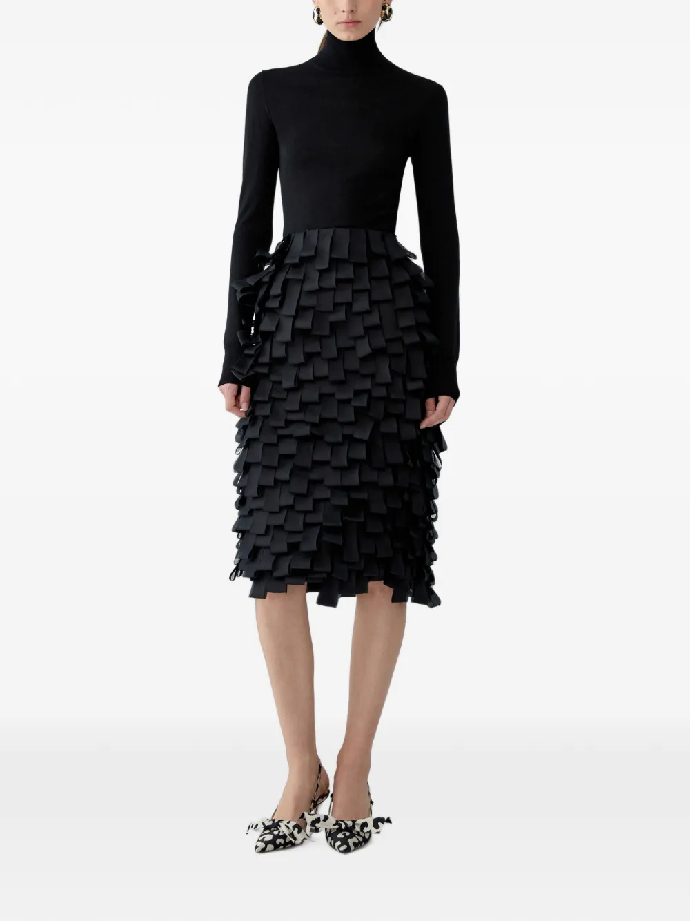 Carolina Herrera Organza midi-rok met geborduurd logo Zwart