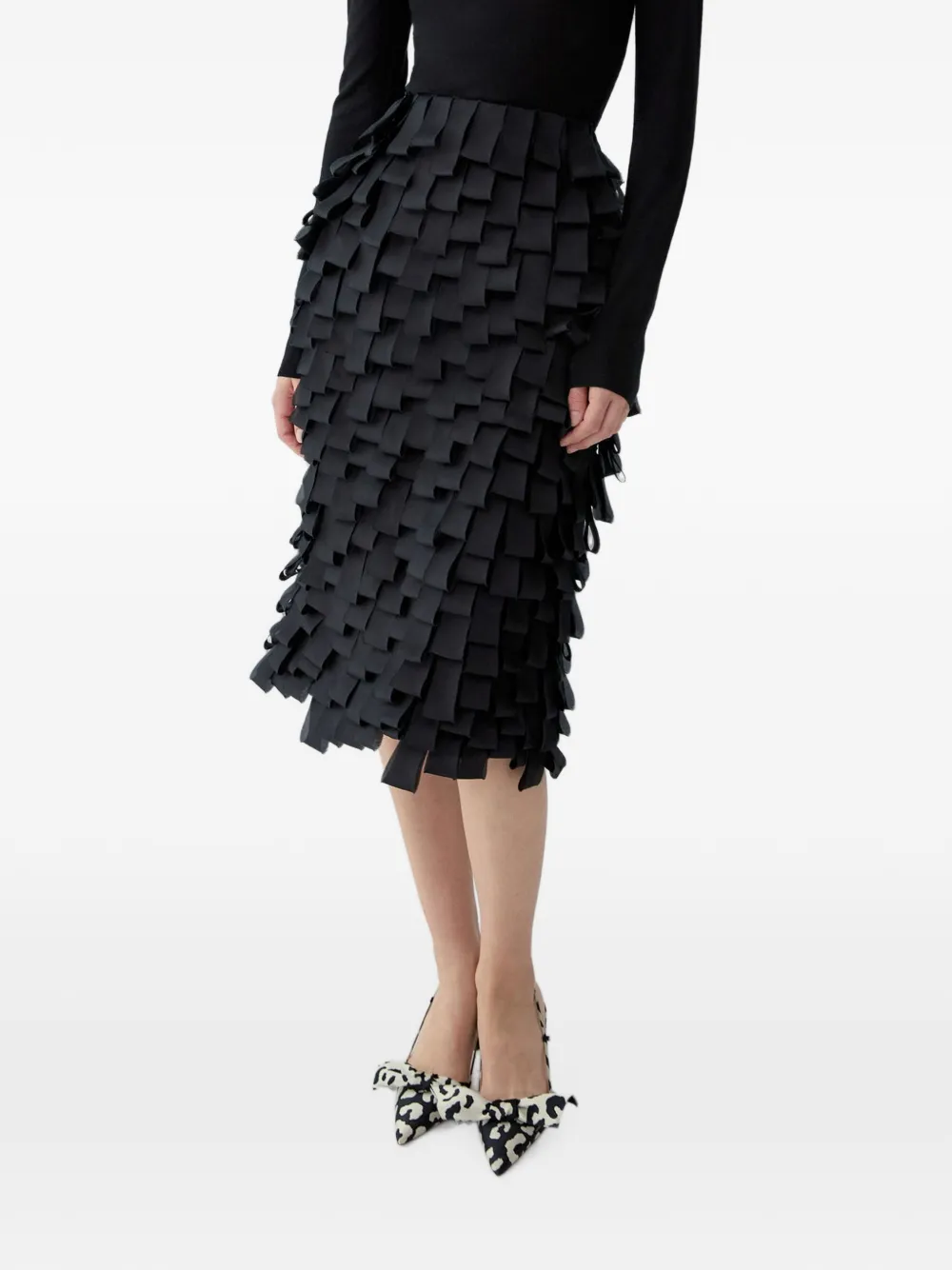 Carolina Herrera Organza midi-rok met geborduurd logo Zwart