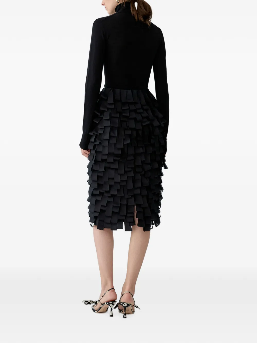 Carolina Herrera Organza midi-rok met geborduurd logo Zwart