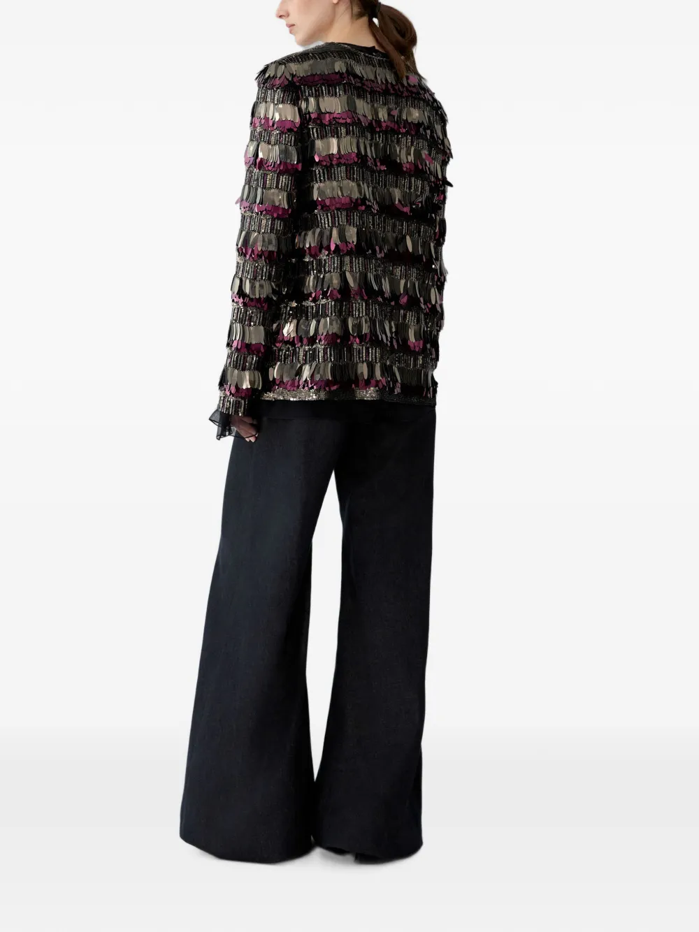 Carolina Herrera Jack met geborduurde pailletten en strik Zwart