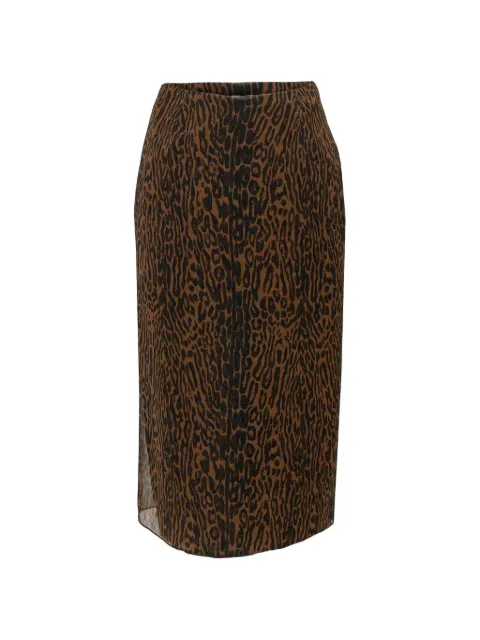 Carolina Herrera falda midi de seda con estampado de leopardo