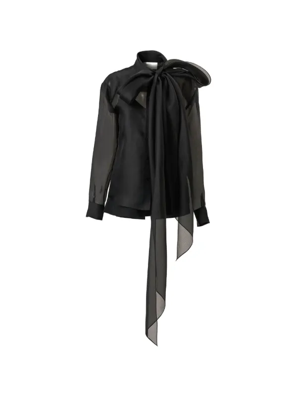 Carolina Herrera Bow-detail Organza Shirt in Black