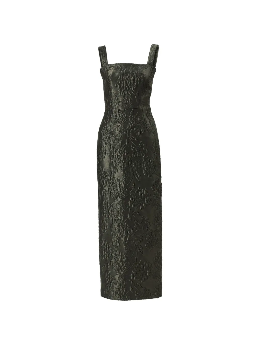 Carolina Herrera Floral-jacquard Maxi Dress In Green
