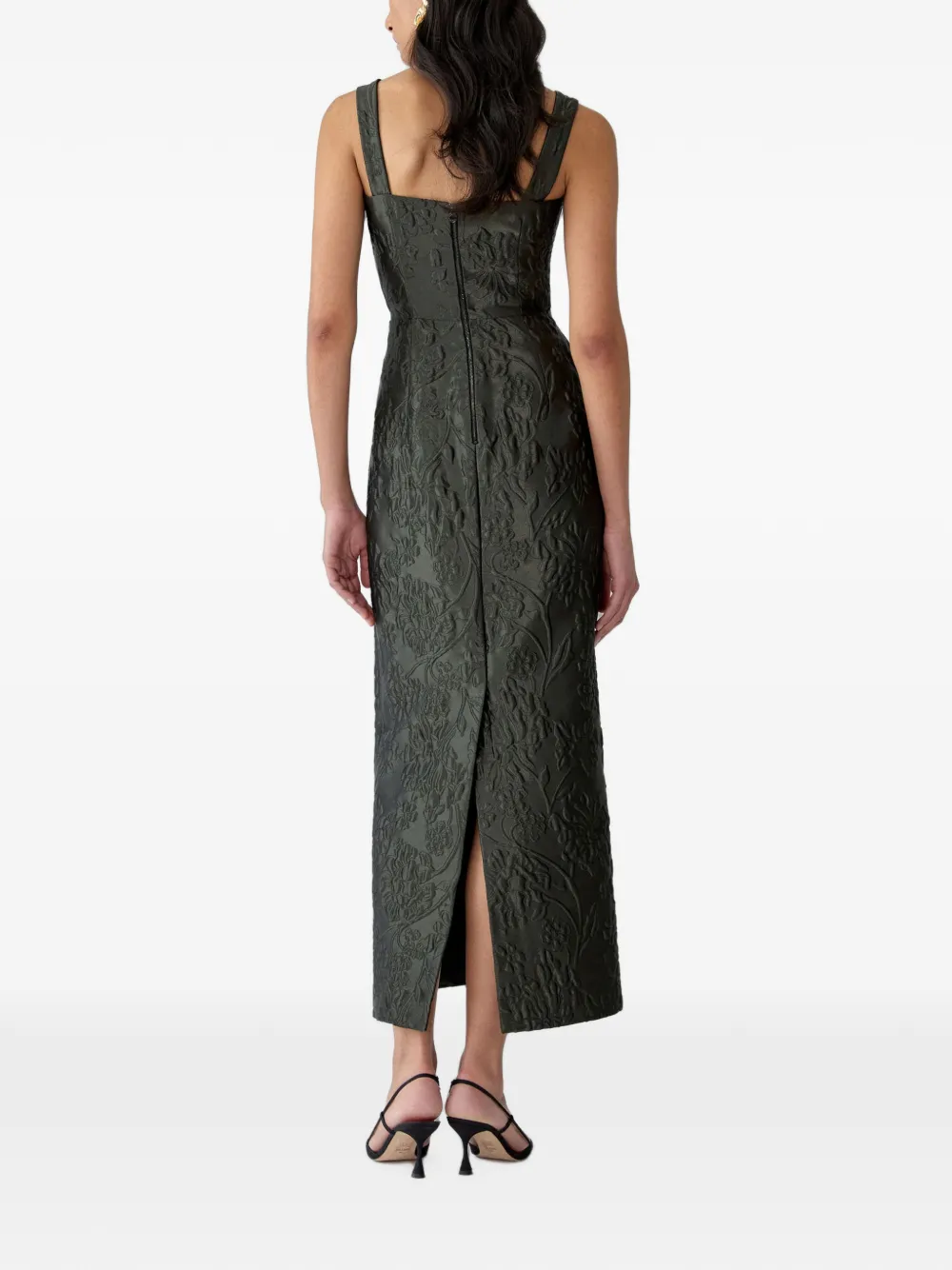 Carolina Herrera Maxi-jurk met bloemjacquard Groen