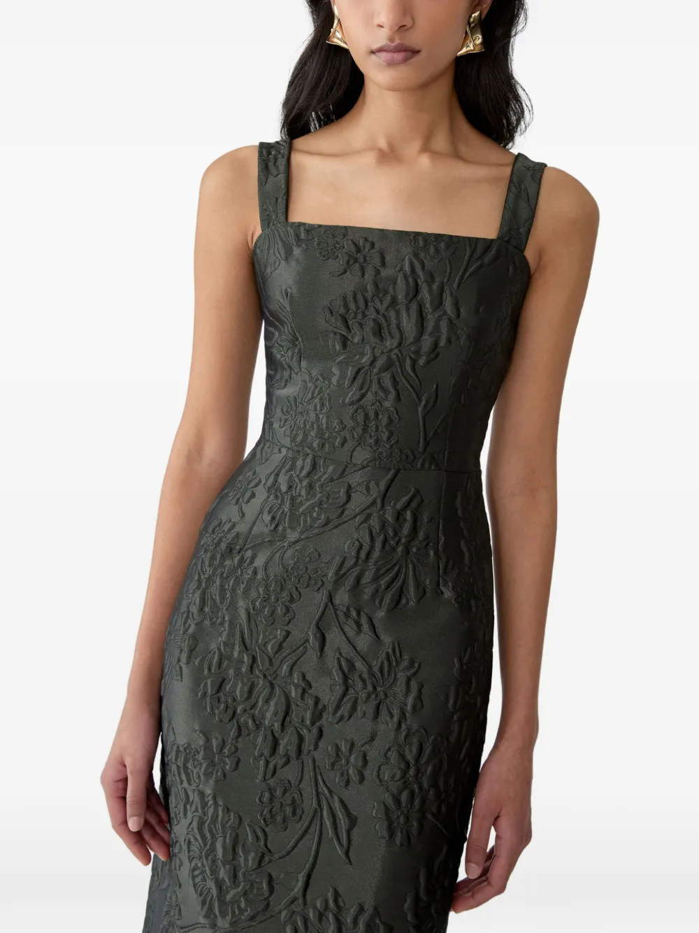 Carolina Herrera Maxi-jurk met bloemjacquard Groen