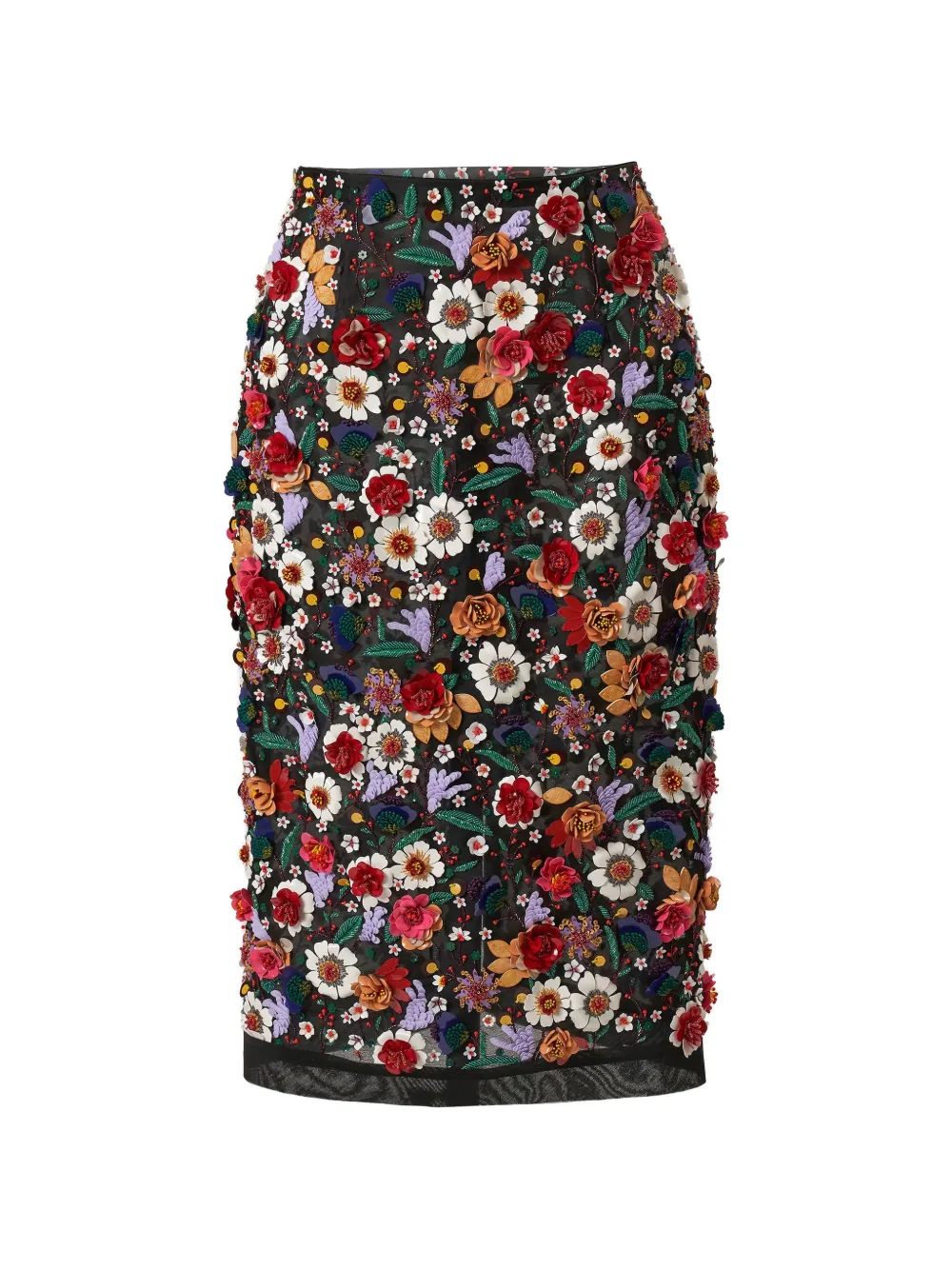 Carolina Herrera floral-embroidered organza midi skirt
