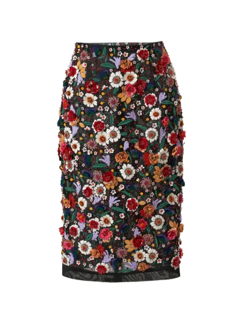 Carolina Herrera floral-embroidered organza midi skirt