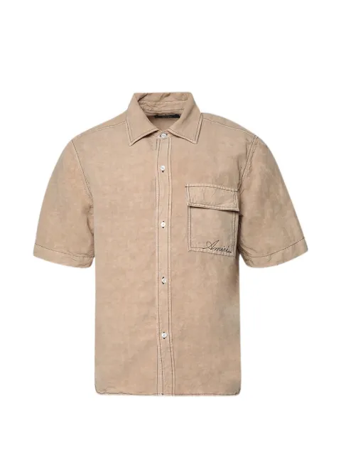 AMIRI script linen GD PKT SS shirt
