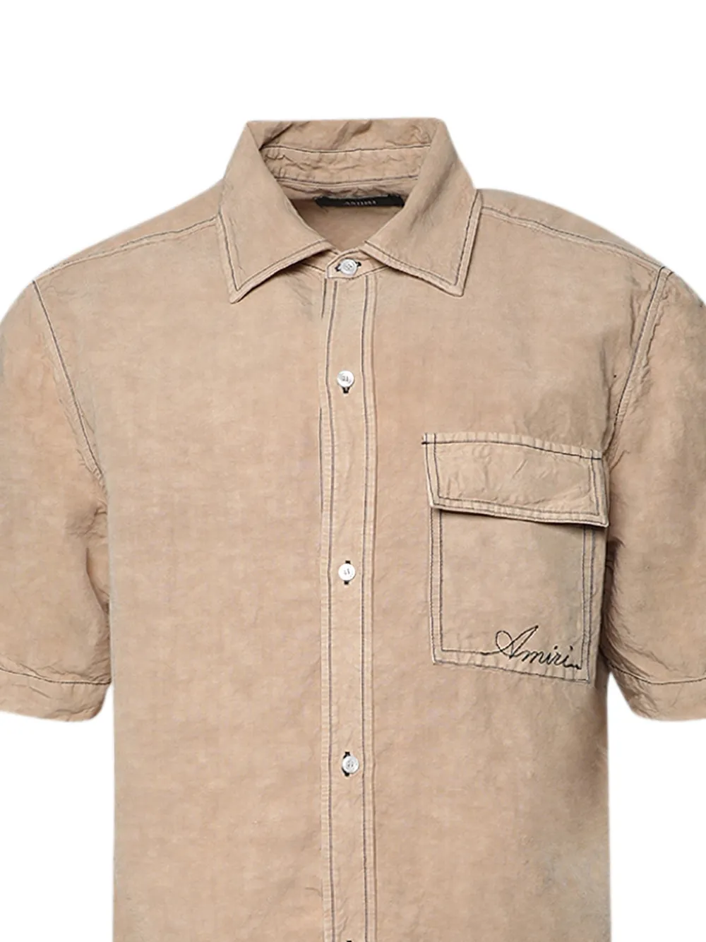 AMIRI script linen GD PKT SS shirt Beige