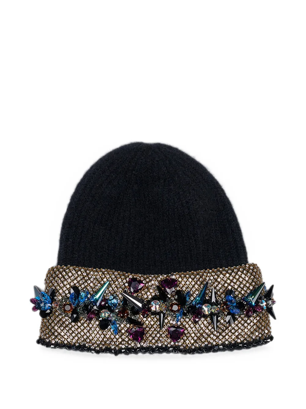 Melrose High x Lotto Crown of Cairo monarch crystal-embellished beanie hat - Nero