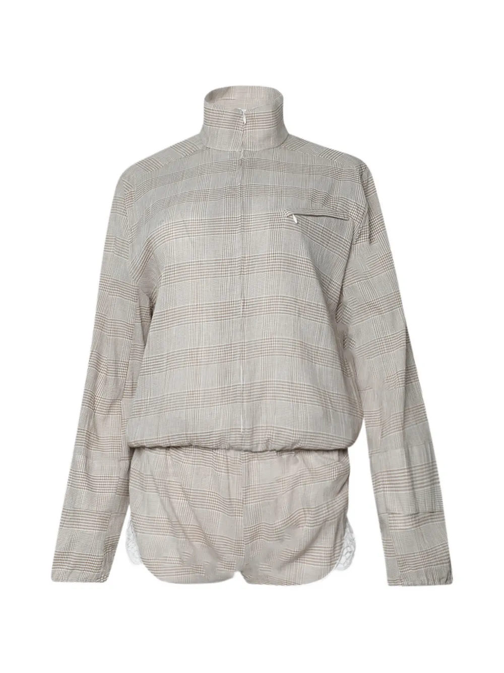 Christopher Esber Batiste embroidered Prince of Wales check jumpsuit Beige