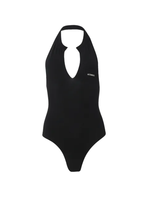 VETEMENTS halterneck logo-print bodysuit