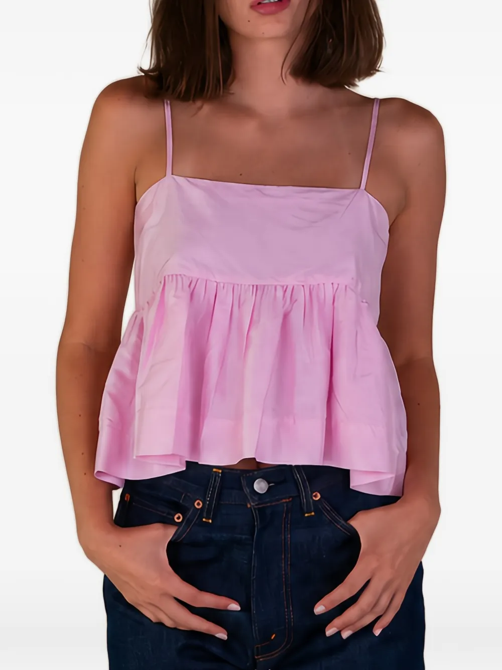 AZEEZA Rachel taffeta top met ruches Roze