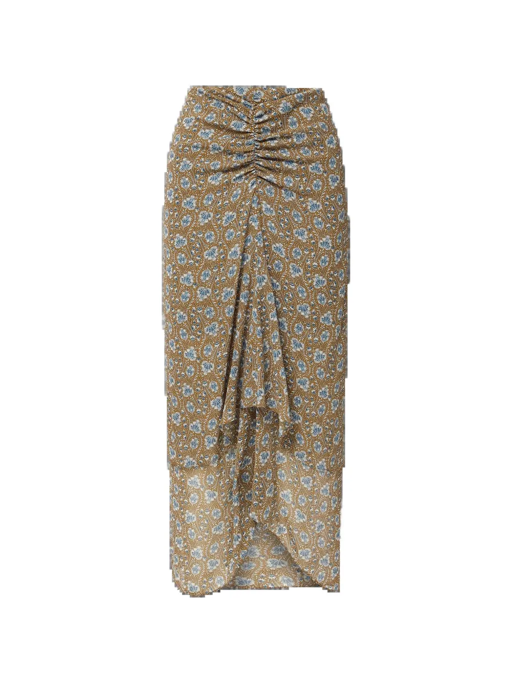 Veronica Beard Limani floral-print ruched skirt - Marrone