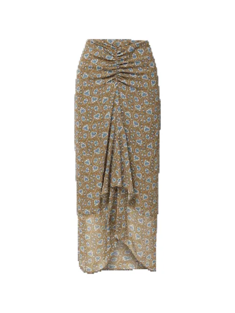 Veronica Beard Limani floral-print ruched skirt