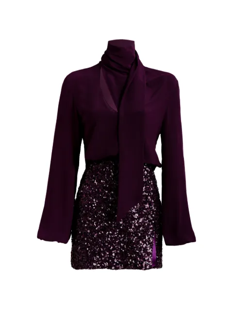 Silvia Tcherassi Faye sequin-embellished pussy-bow mini dress