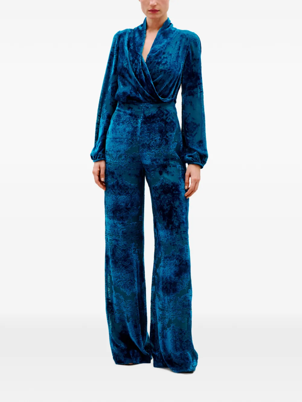 Silvia Tcherassi Como devoré-velvet trousers Blauw