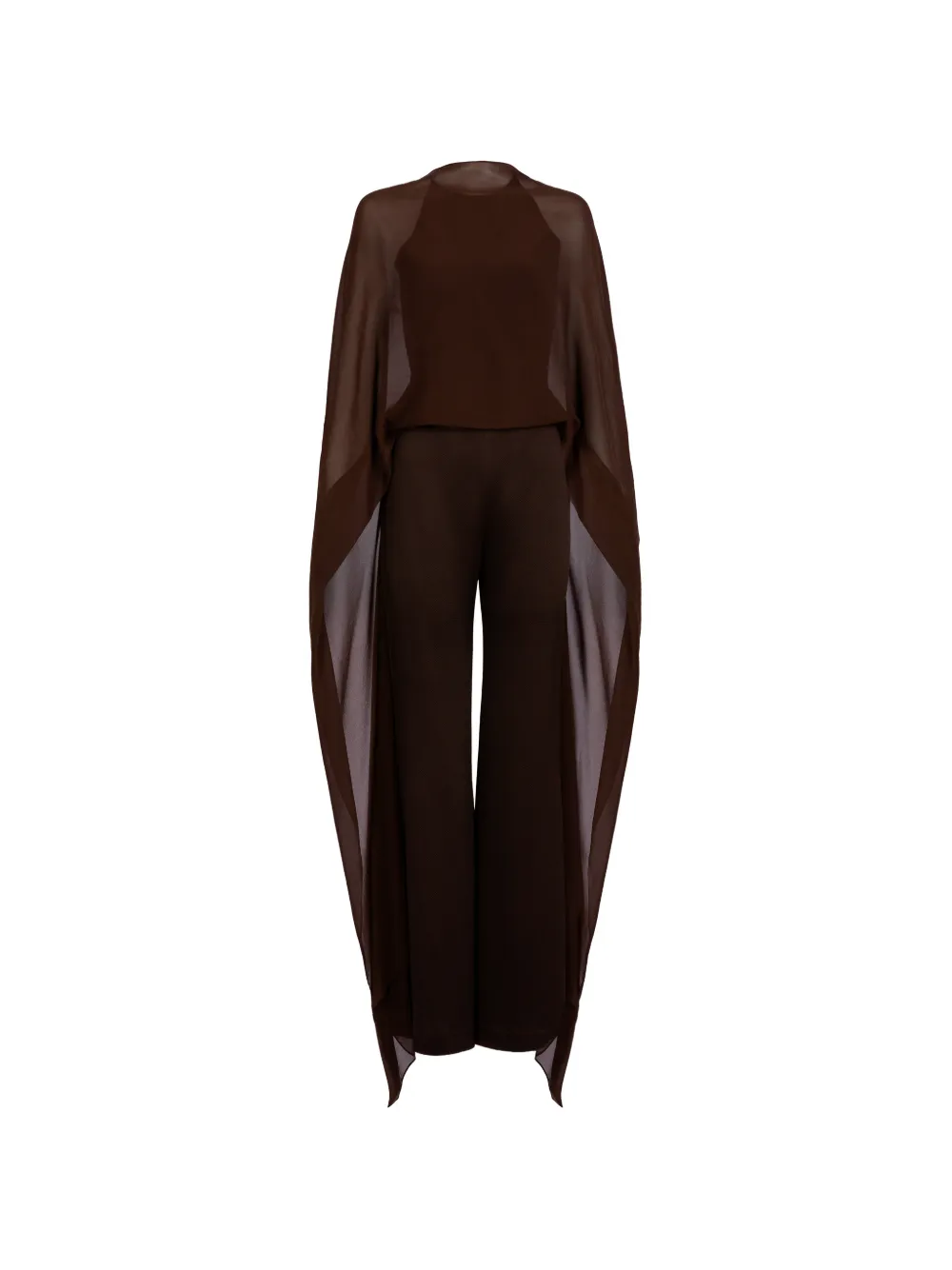 Silvia Tcherassi Ligia Cape-detail Jumpsuit In 브라운
