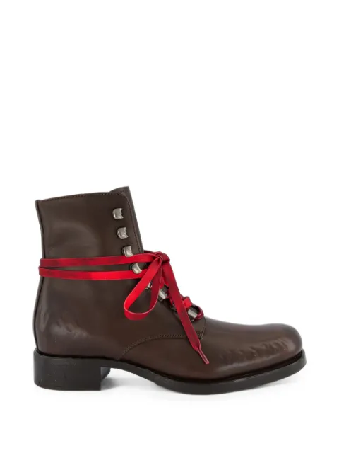 Prada lace-up leather ankle boots