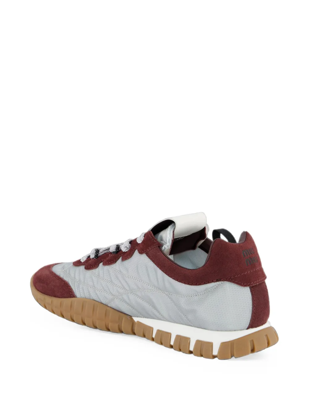 Miu logo-patch panelled sneakers Grijs