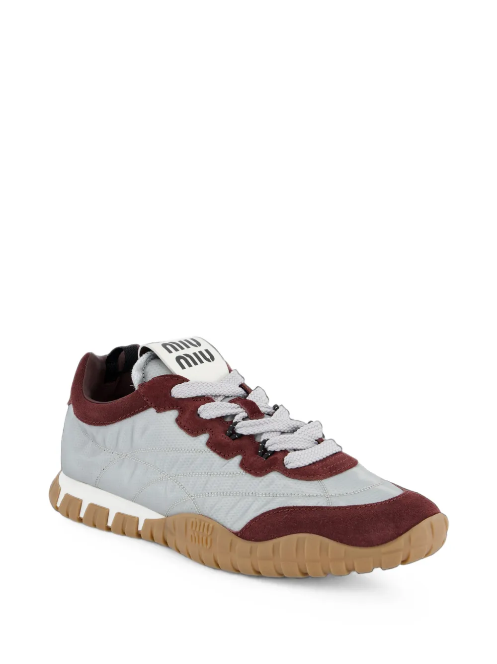 Miu logo-patch panelled sneakers Grijs