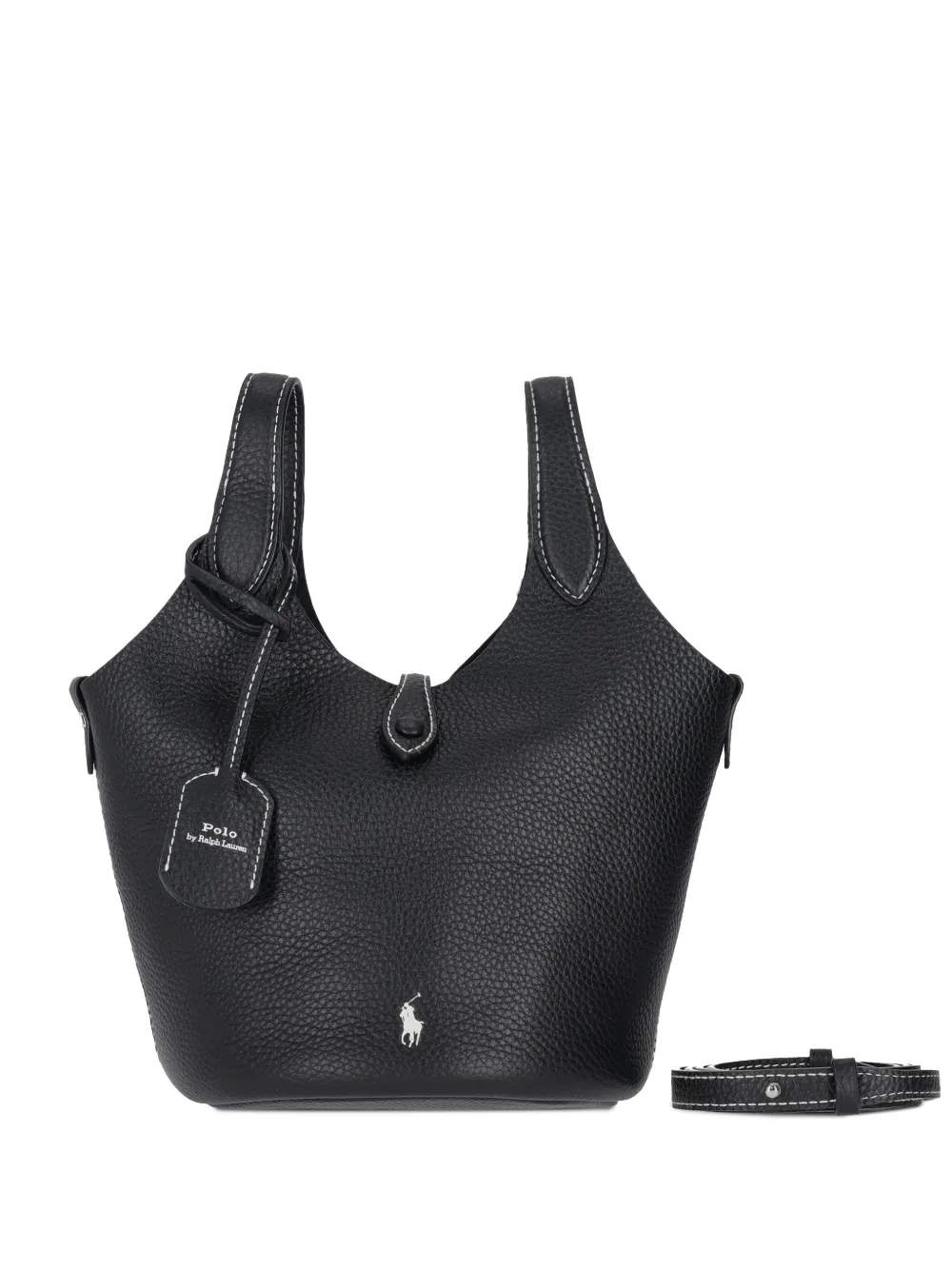 Polo Ralph Lauren grained-leather tote bag - Noir
