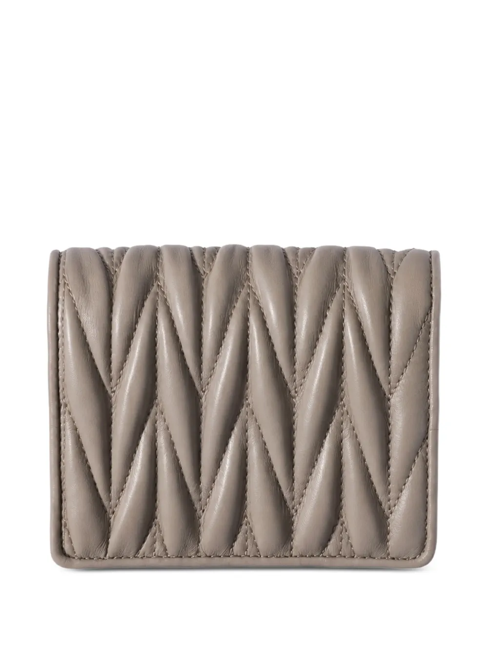 Miu Matelassé kleine nappa leren portemonnee Beige