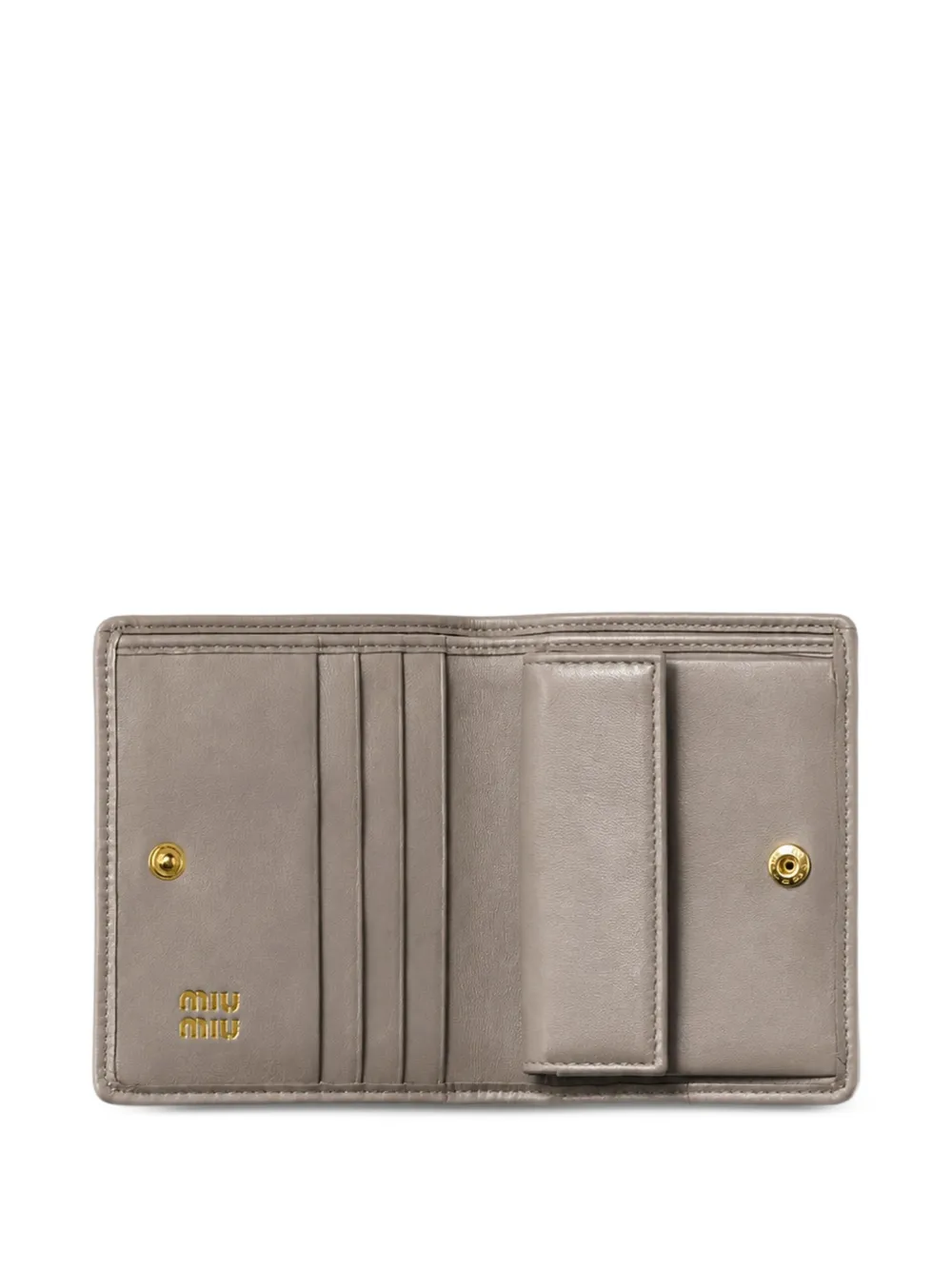 Miu Matelassé kleine nappa leren portemonnee Beige