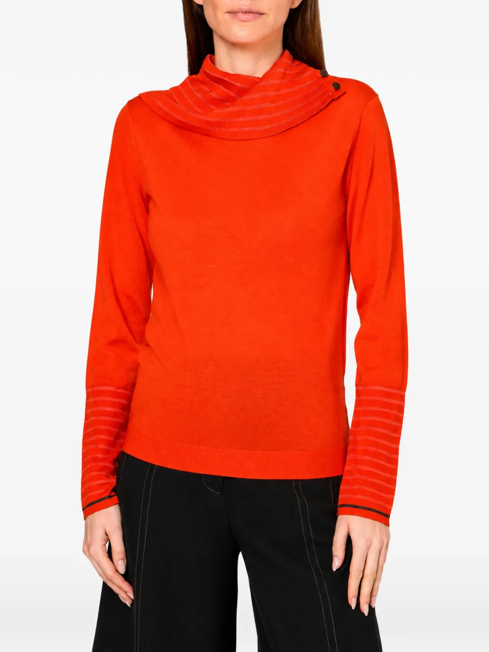 Paul Smith button-detail striped-trim sweater Oranje