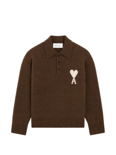 AMI Paris polo de alpaca marrón