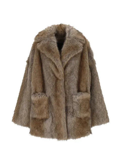 BB Couture faux-fur notched-lapels coat
