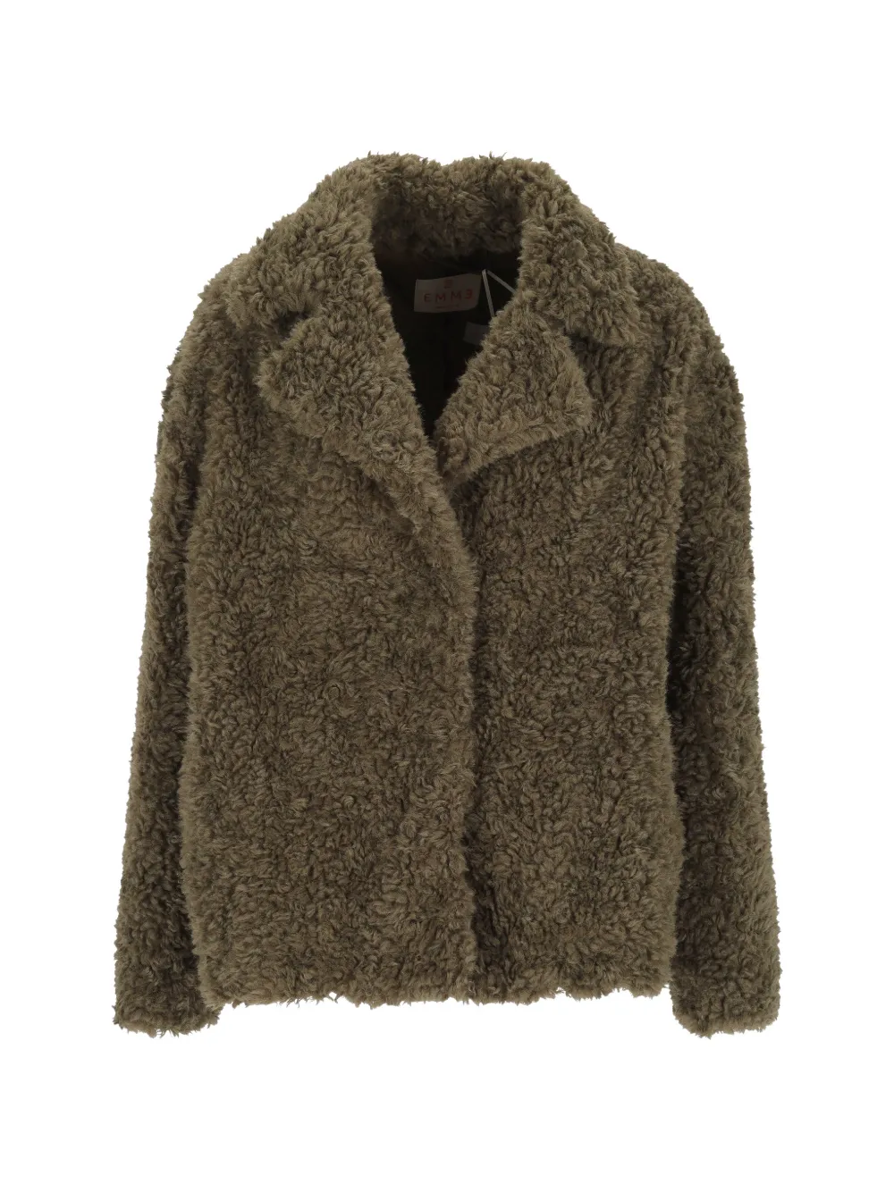 Emme Faux-shearling Notched-lapels Coat In Green