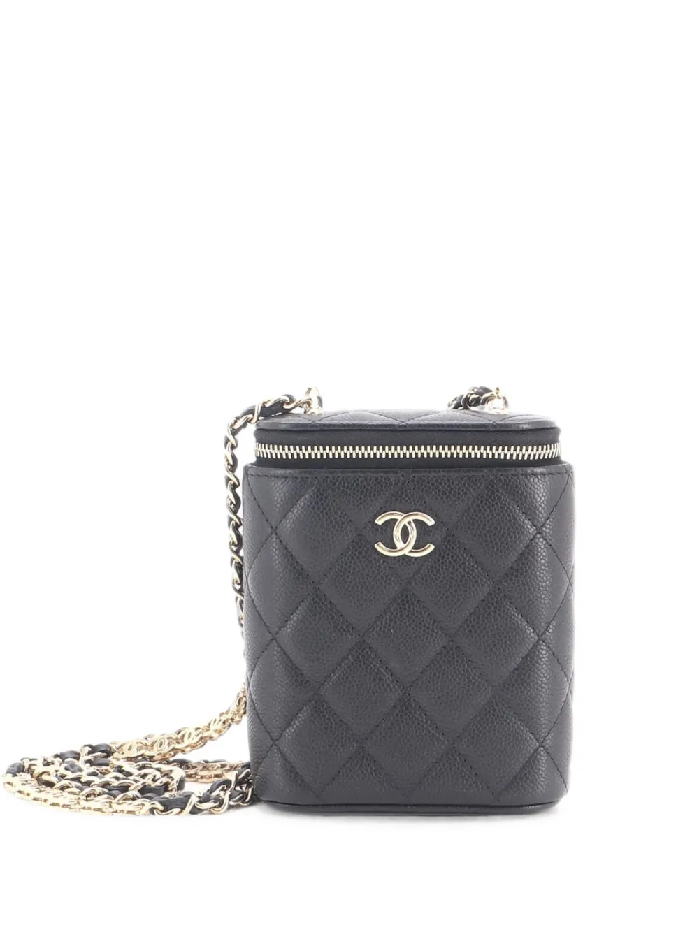 CHANEL Pre-Owned Vertical Classic Vanity Case with Chain Quilted Caviar Mini shoulder bag - Nero