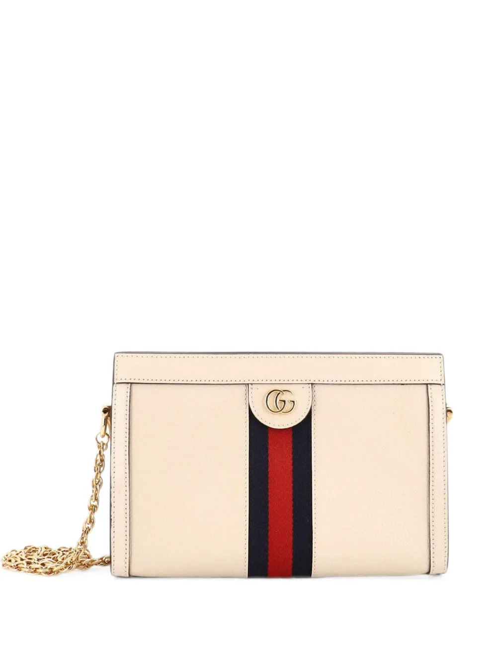 Gucci Pre-Owned Borsa a spalla Ophidia piccola in pelle con catena - Bianco