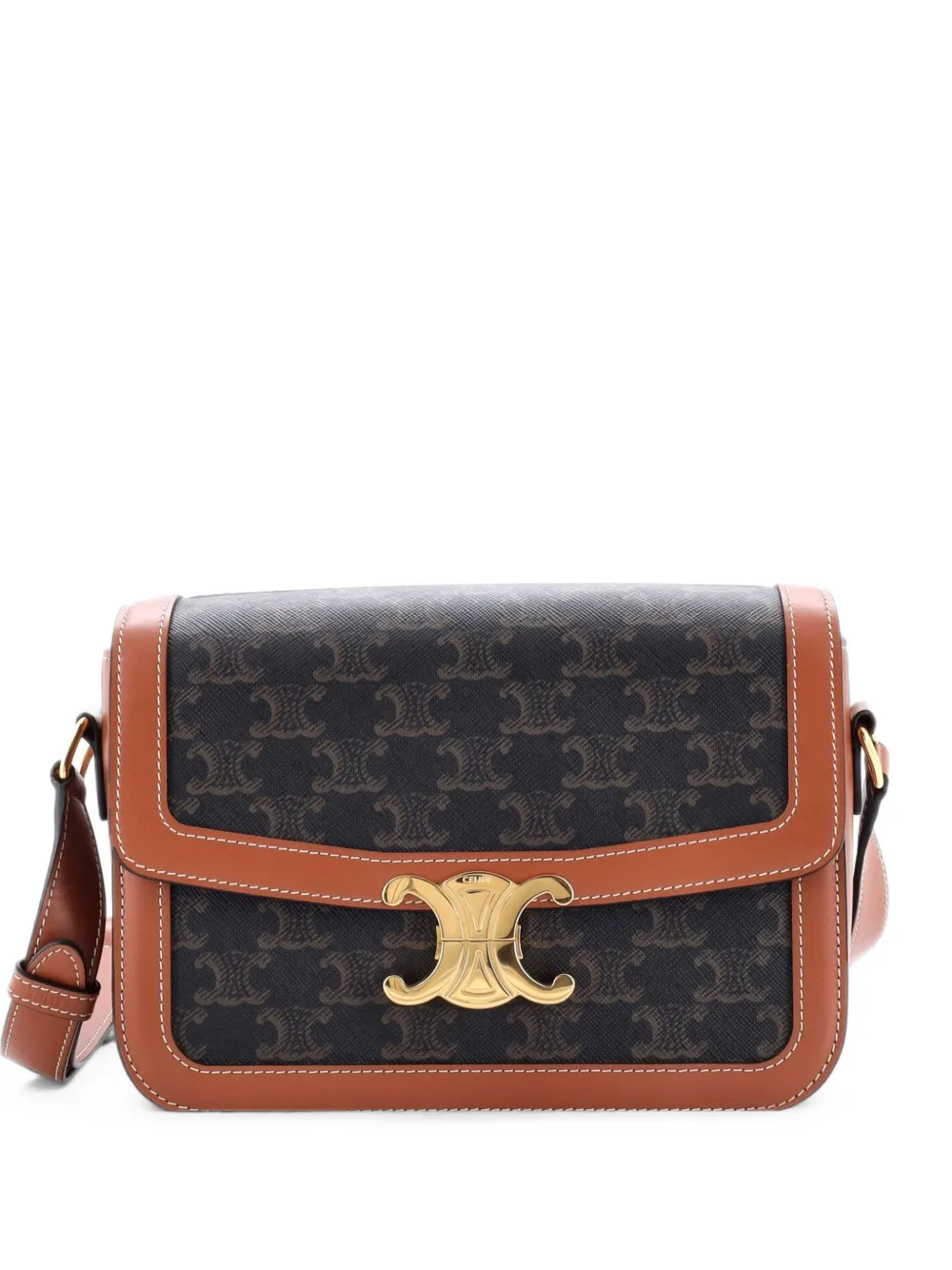 Celine Pre-Owned Triomphe Triomphe Coated Canvas Medium shoulder bag - Marrone