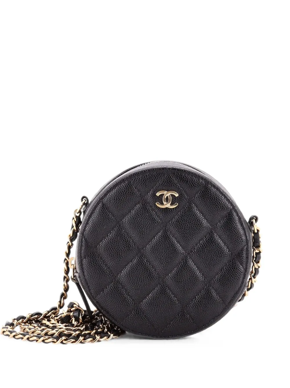 CHANEL Pre-Owned Round Clutch with Chain Quilted Caviar Mini crossbody bag - Nero