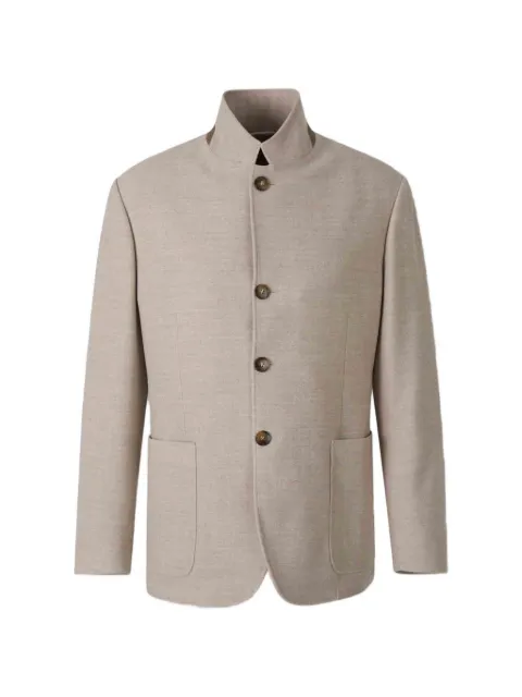 Canali high-neck patch-pocket jacket