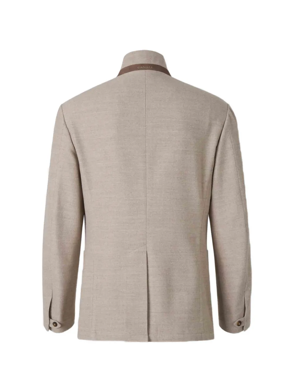 Canali Jack met opgestikte zak en hoge hals Beige