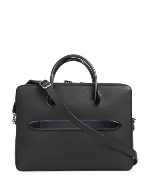 Santoni grained leather laptop bag