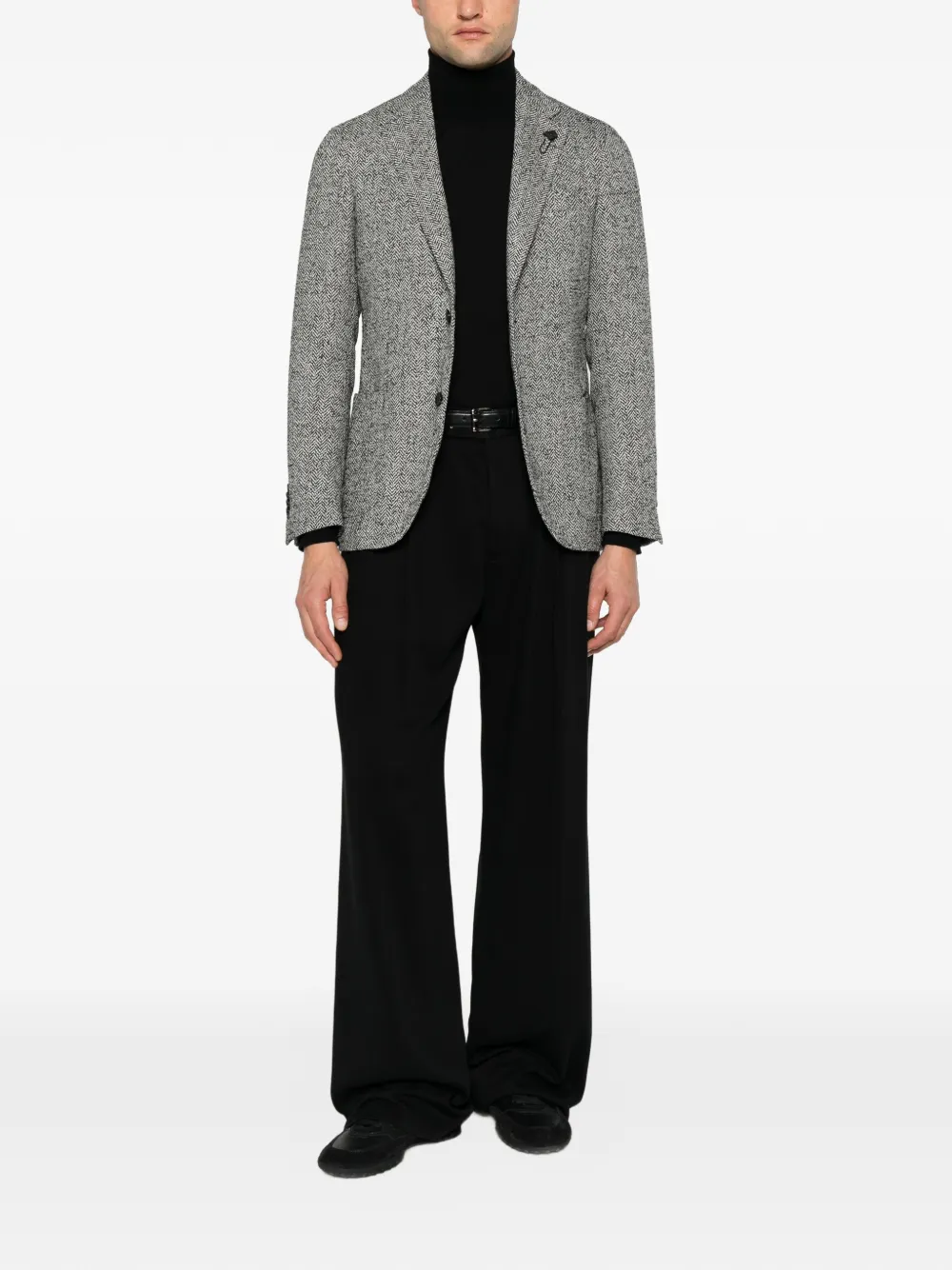 Lardini Iconic blazer met visgraatpatroon Zwart
