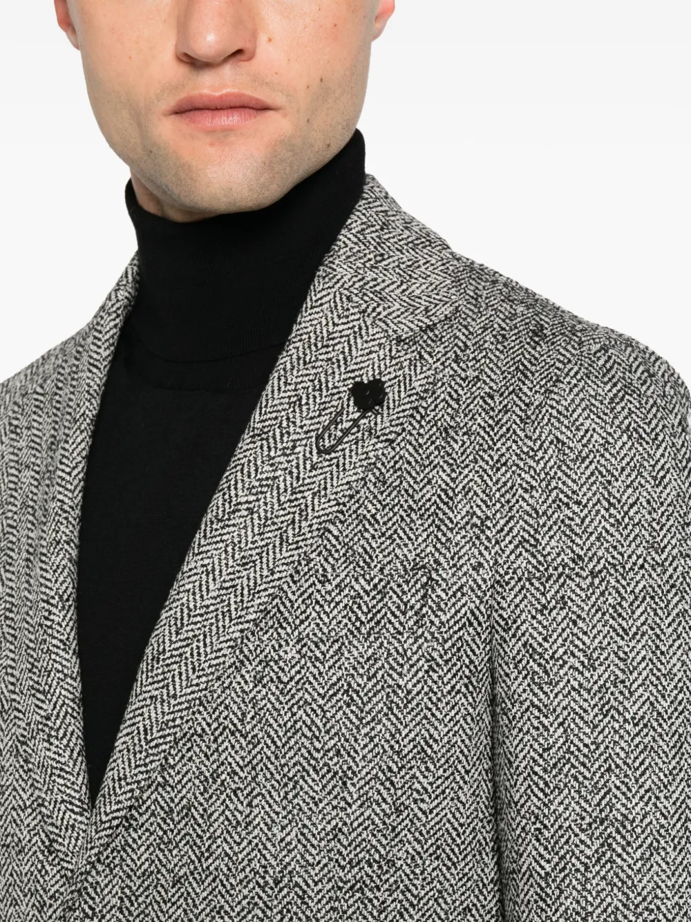 Lardini Iconic blazer met visgraatpatroon Zwart