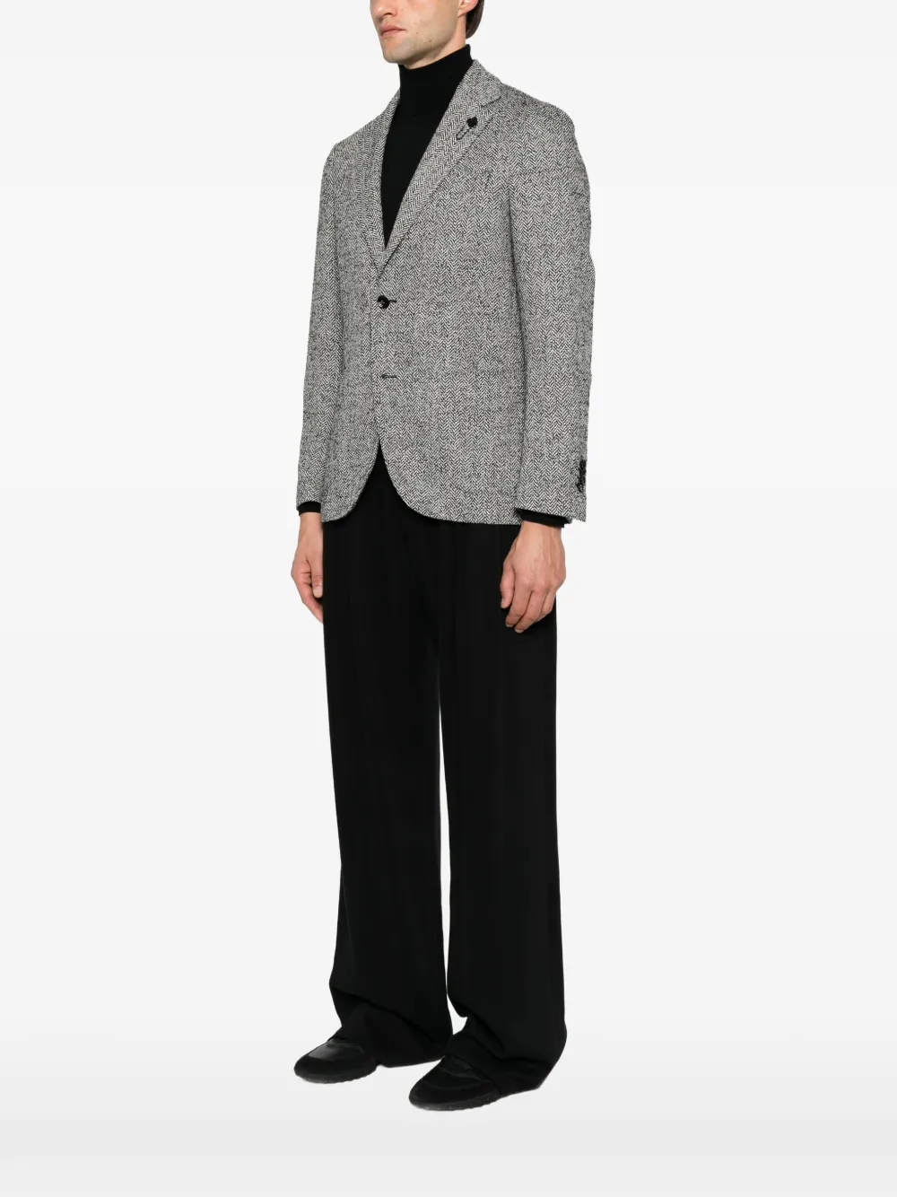 Lardini Iconic blazer met visgraatpatroon Zwart
