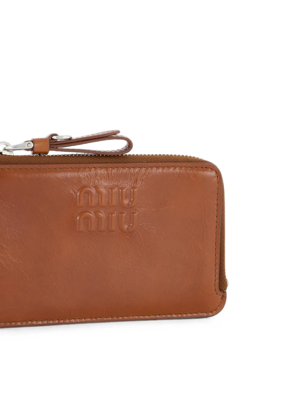 Miu Clutch met logo-reliëf Bruin