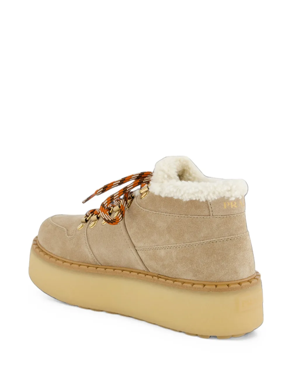 Prada shearling-lined suede booties Beige