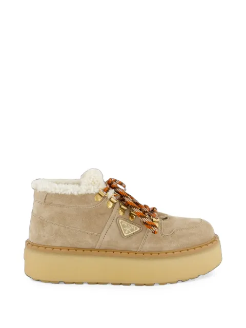 Prada shearling-lined suede booties