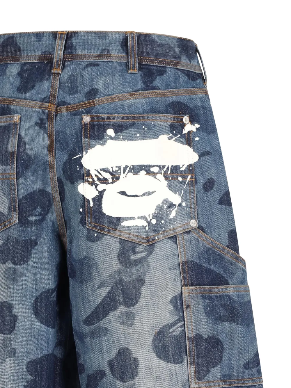 A BATHING APE 1st Camo double-knee shorts Blauw