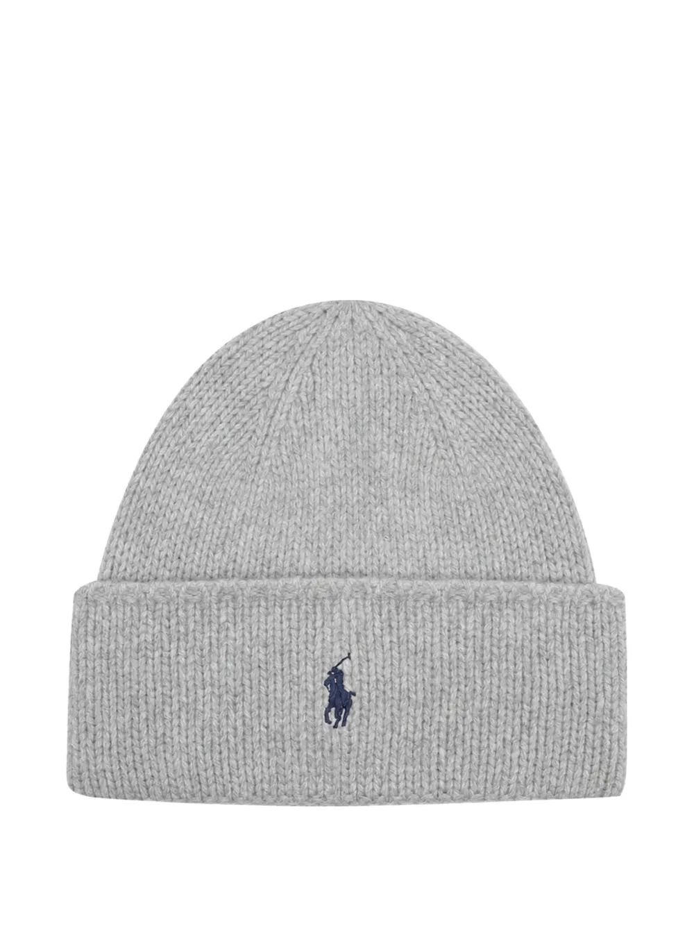 Polo Ralph Lauren Ribgebreide muts met geborduurd logo Grijs
