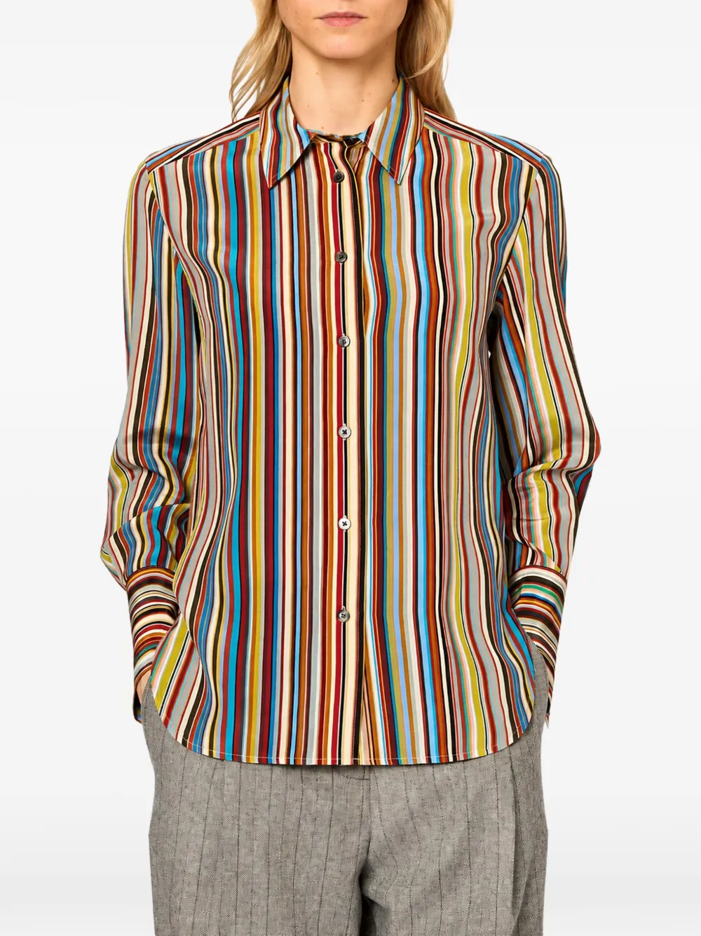 Paul Smith Artist Stripe silk shirt Beige