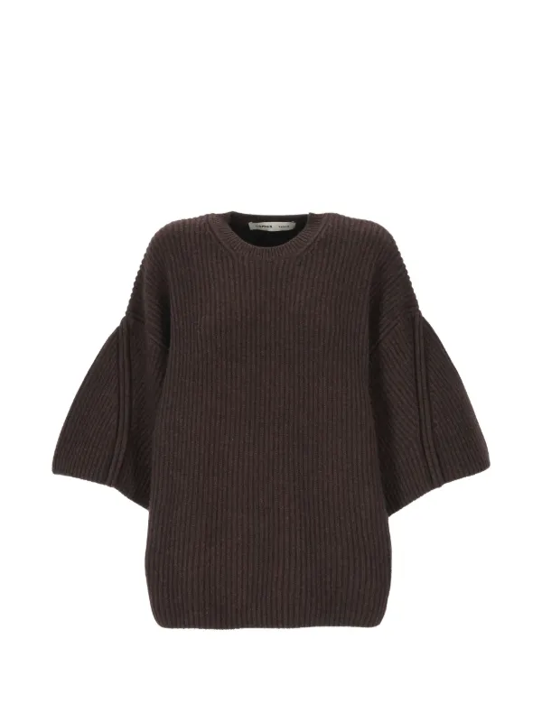 Carven Ribbed-knit Cashmere Sweater in Brown